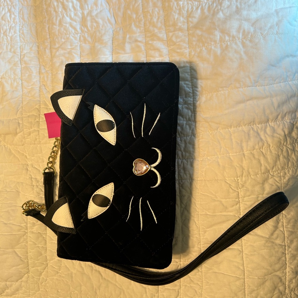 Betsey Johnson velvet cat cross body bag